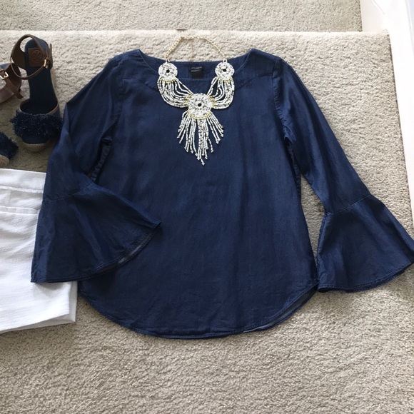Ann Taylor Tops - Ann Taylor Denim Bell Sleeve Top